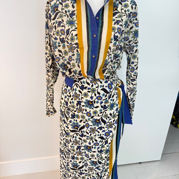 Sezane and Momoni Floral Maxi Wrap Skirt with Long Sleeve Top Sz 36 - Picture 3 of 15